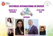 Cea de-a treia ediție a #Festivalului Internațional de Muzică „În suflet copii” va transforma, în perioada 29–31 mai, municipiul Botoșani într-un adevărat centru al talentului artistic muzical