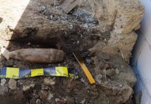 Un proiectil a fost descoperit, astăzi, într-o gospodărie din localitatea Santa Mare