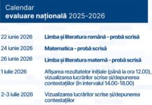 Evaluarea Națională începe luni, 22 iunie 2026, cu proba scrisă la limba și literatura română, în cele 45 de centre de examen