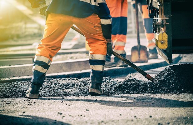 Teamwork on road construction